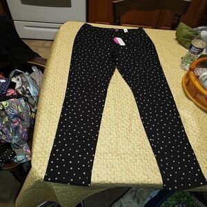 New The Children's Place Black Silver Stars Super Cozy Leggings Size Girl's XXL